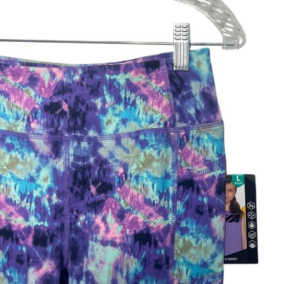 Avia Tie Dye Bike Shorts Girls Large Multicolor Purple New - Picture 5 of 10